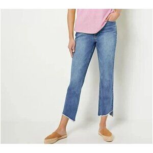 NEW Candace Cameron Bure Plus Size 20W Petite Jeans Split Hem Raw Edge Stretch